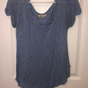 Short sleeve blue and white striped